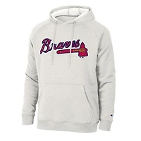 Sweat à capuche raglan Tri-Blend gris chiné ultra clair Champion pour homme, aux couleurs des Braves d'Atlanta.