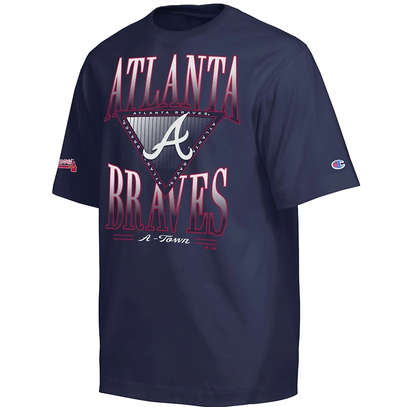 Men's Champion Navy Atlanta Braves Traditions Two Locations T-Shirt