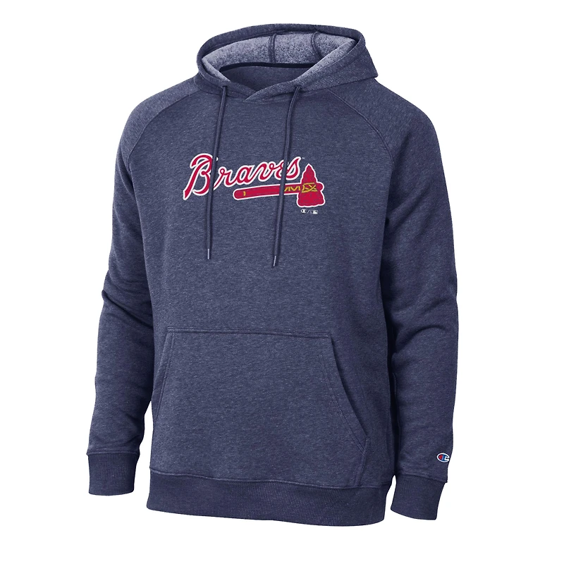 Men's Champion Navy Atlanta Braves Triumph Tri-Blend Raglan Hoodie