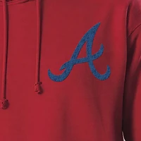 Sweat à capuche Champion rouge Atlanta Braves en chenille tissée inversée pour homme