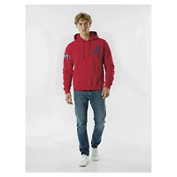 Men's Champion  Red Atlanta Braves Reverse Weave Chenille Hoodie