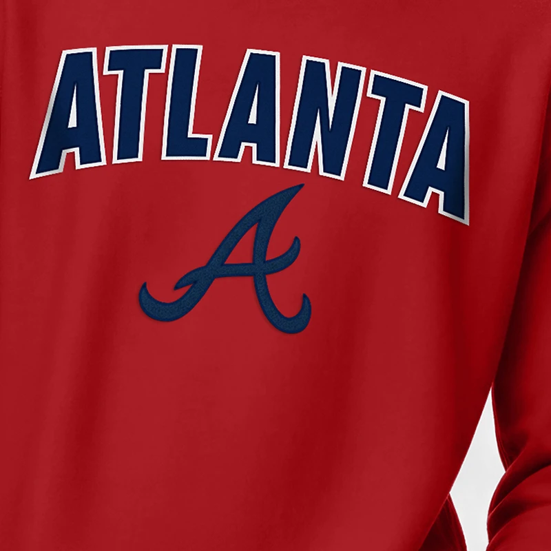 Men's Champion Red Atlanta Braves Reverse Weave Chenille Sweatshirt