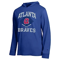 Men's Champion  Royal Atlanta Braves Cooperstown Hooded Long-Sleeve T-Shirt