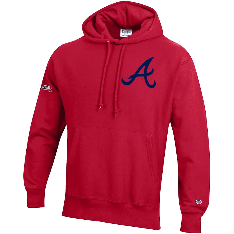 Men's Champion  Scarlet Atlanta Braves Reverse Weave Chenille Hoodie