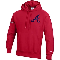 Men's Champion  Scarlet Atlanta Braves Reverse Weave Chenille Hoodie