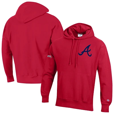 Men's Champion  Scarlet Atlanta Braves Reverse Weave Chenille Hoodie