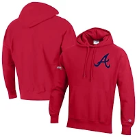 Men's Champion  Scarlet Atlanta Braves Reverse Weave Chenille Hoodie