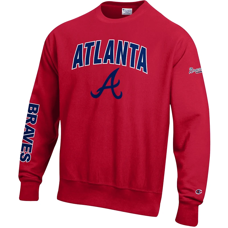 Sweat-shirt en chenille tissée inversée Champion Scarlet Atlanta Braves pour homme