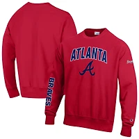 Sweat-shirt en chenille tissée inversée Champion Scarlet Atlanta Braves pour homme