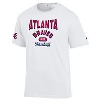 T-shirt blanc champion des Braves d'Atlanta pour homme, maillot 3 coups