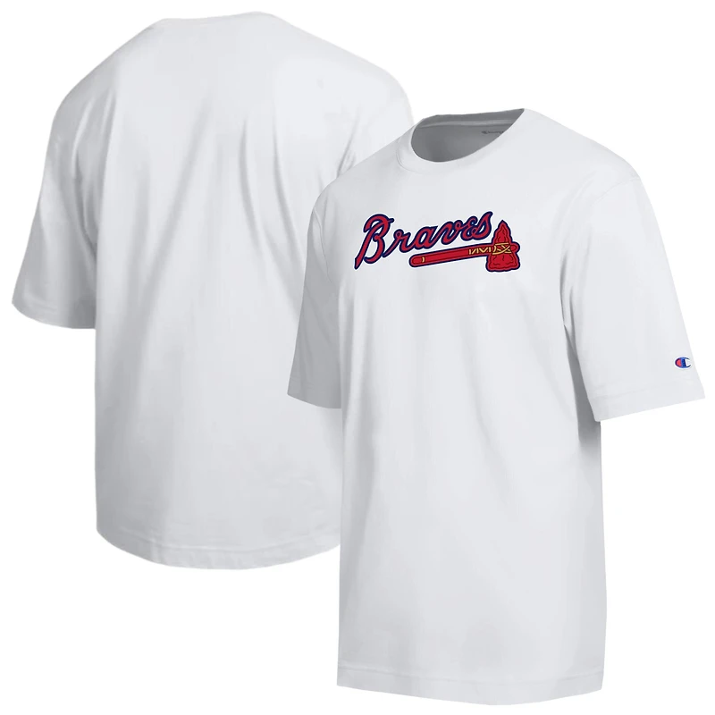 Men's Champion White Atlanta Braves All Star Arched Chenille Wordmark T-Shirt