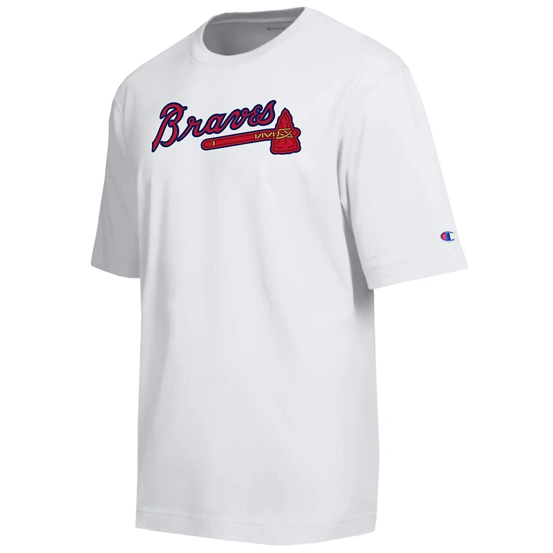 T-shirt Champion blanc Atlanta Braves All Star avec logo en chenille arquée