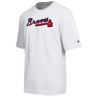 T-shirt Champion blanc Atlanta Braves All Star avec logo en chenille arquée