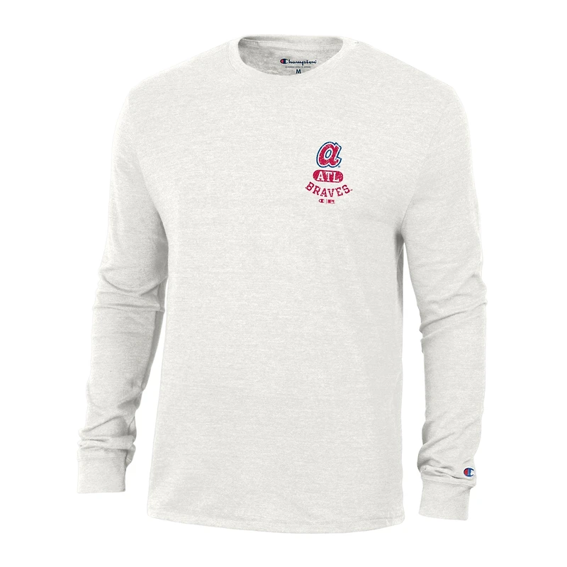 Men's Champion White Atlanta Braves Cooperstown Winning Tradition Tri-Blend Long Sleeve T-Shirt