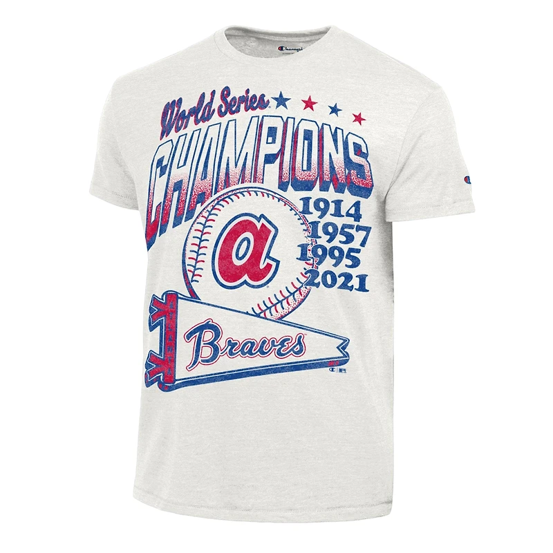 T-shirt Champion blanc Atlanta Braves Winning Tradition Cooperstown Tri-Blend pour homme