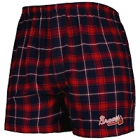 Boxer en flanelle Atlanta Braves Ledger Concepts Sport pour homme, bleu marine/rouge