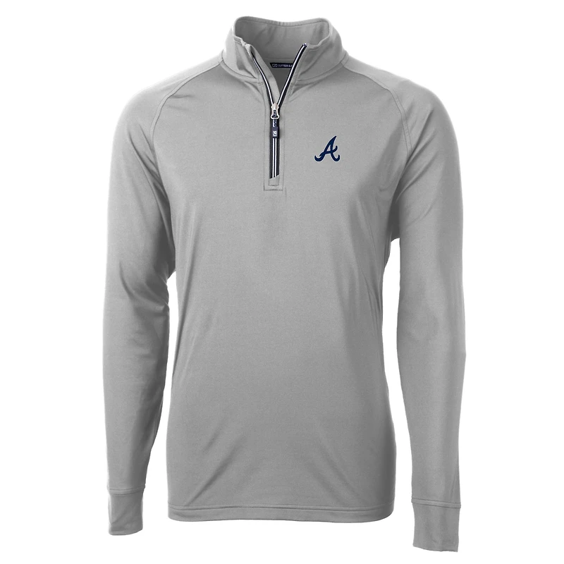 Men's Cutter & Buck  Light Blue Atlanta Braves Adapt Eco Knit Stretch Recycled Quarter-Zip Pullover Top