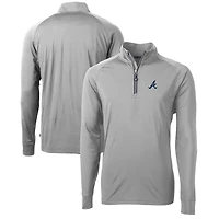 Men's Cutter & Buck  Gray Atlanta Braves Adapt Eco Knit Stretch Recycled Quarter-Zip Pullover Top