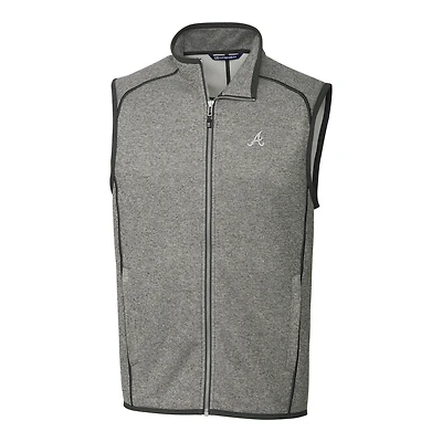Gilet zippé pour homme, coupe-vent et buck, gris, des Atlanta Braves, taille grande