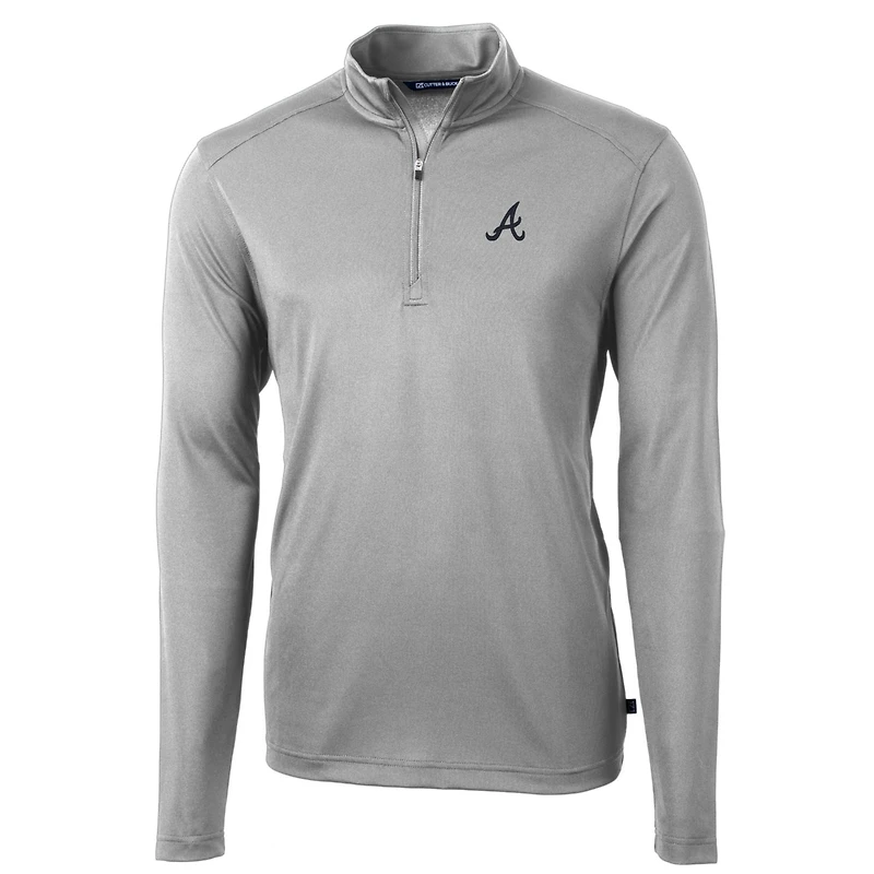 Veste à enfiler Virtue Eco Pique grise quart de zip pour homme des Braves d'Atlanta, coupe et taille grande, couleur