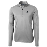 Veste à enfiler Virtue Eco Pique grise quart de zip pour homme des Braves d'Atlanta, coupe et taille grande, couleur
