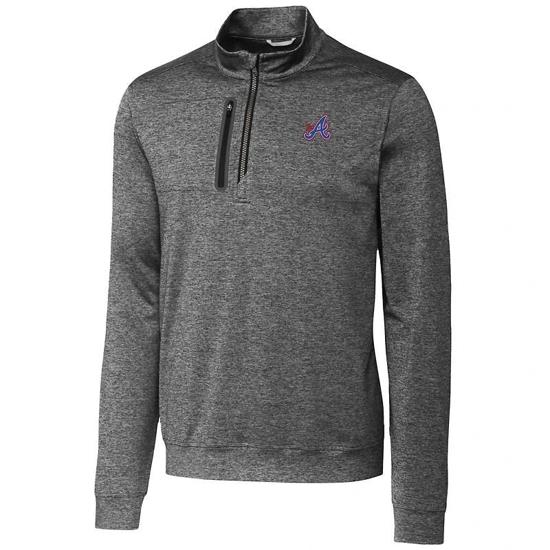 Pull-over gris chiné à fermeture éclair quart de tour pour homme, modèle Cutter & Buck, Atlanta Braves City Connect, grande taille