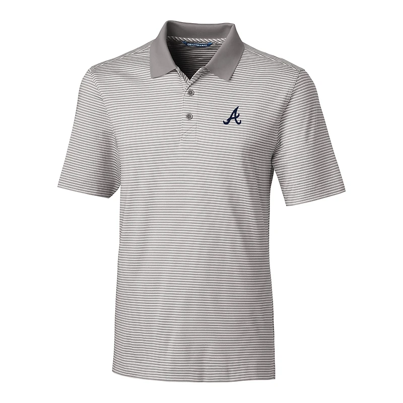 Polo extensible à rayures ton sur Forge pour homme, gris, des Atlanta Braves, Cutter & Buck