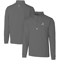 Pull-over gris à fermeture éclair quart de tour pour homme, modèle Cutter & Buck des Atlanta Braves Traverse Stretch
