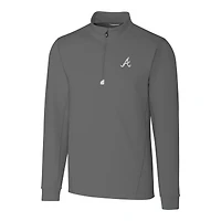 Pull-over gris à fermeture éclair quart de tour pour homme, modèle Cutter & Buck des Atlanta Braves Traverse Stretch