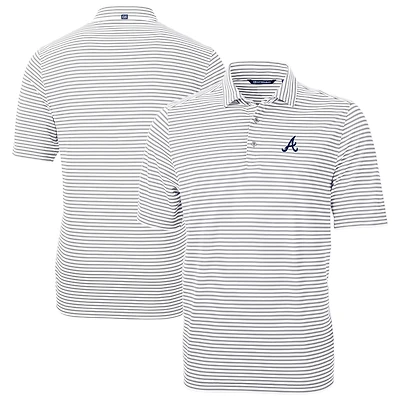 Polo recyclé à rayures écologiques Virtue des Braves d'Atlanta pour homme, gris Cutter & Buck