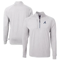 Pull-over zippé quart de tour en tricot extensible recyclé Adapt Eco Knit pour homme, gris chiné, des Braves d'Atlanta, taille grande et