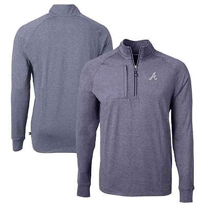Pull-over zippé quart de tour en tricot extensible recyclé Adapt Eco Knit pour homme, bleu marine chiné, des Atlanta Braves, grandes tailles