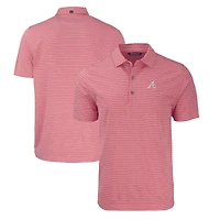 Men's Cutter & Buck Heather Red Atlanta Braves Forge Eco Heathered Stripe Stretch Recycled Polo