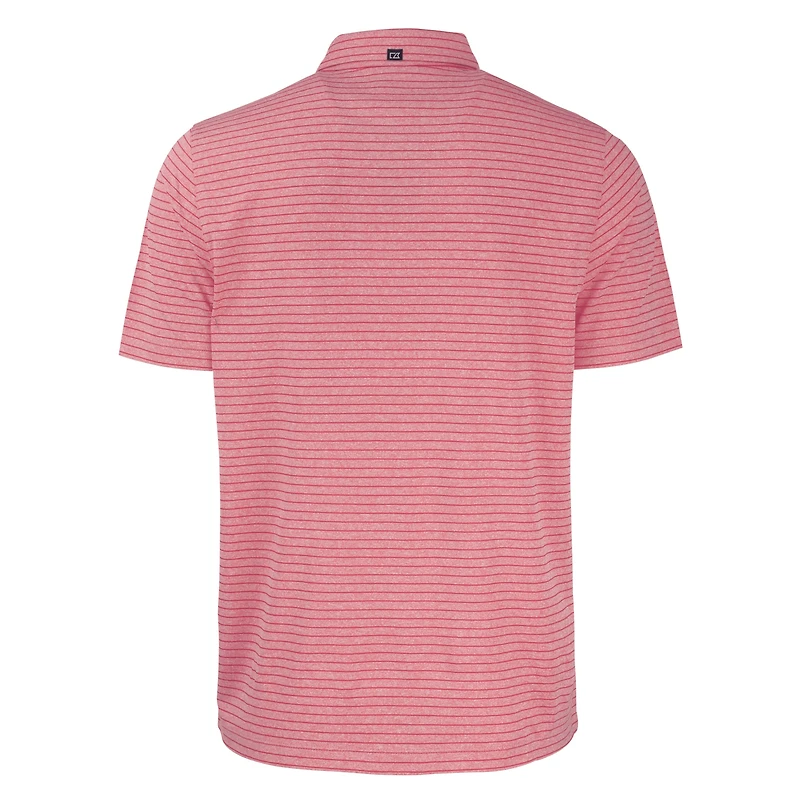 Polo extensible recyclé à rayures chinées Forge Eco pour homme, rouge chiné, des Atlanta Braves Cutter & Buck