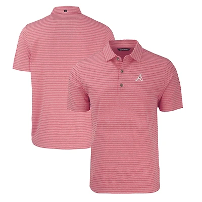 Men's Cutter & Buck Heather Red Atlanta Braves Forge Eco Heathered Stripe Stretch Recycled Polo