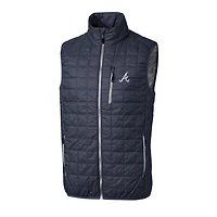 Gilet doudoune entièrement zippé Rainier pour homme, bleu marine chiné, des Braves d'Atlanta, de grande taille, Cutter & Buck