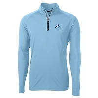 Men's Cutter & Buck  Light Blue Atlanta Braves Adapt Eco Knit Stretch Recycled Quarter-Zip Pullover Top
