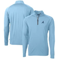 Pull-over bleu clair à fermeture éclair quart de tour pour homme, en tricot extensible recyclé Adapt Eco Knit des Atlanta Braves, Cutter & Buck