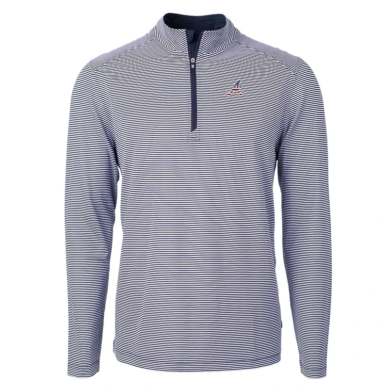 Pull zippé quart de tour en piqué écologique recyclé pour homme, bleu marine, avec logo Americana des Braves d'Atlanta, couleur grande taille, Virtue