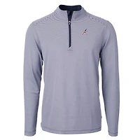 Pull zippé quart de tour en piqué écologique recyclé pour homme, bleu marine, avec logo Americana des Braves d'Atlanta, couleur grande taille, Virtue