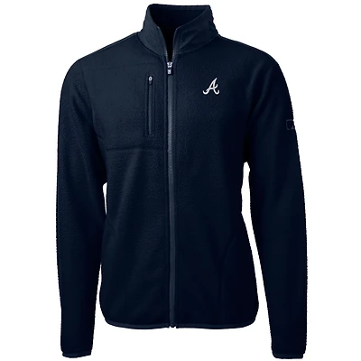 Men's Cutter & Buck Navy Atlanta Braves Big Tall Cascade Eco Sherpa Fleece Full-Zip Jacket