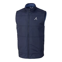 Gilet coupe-vent matelassé hybride Stealth pour homme, bleu marine, des Braves d'Atlanta, avec fermeture éclair intégrale, de grande taille