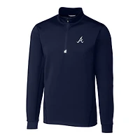 Men's Cutter & Buck  Navy Atlanta Braves Big Tall Traverse Stretch Quarter-Zip Pullover Top