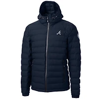 Men's Cutter & Buck Navy Atlanta Braves Mission Ridge Repreve® Eco Insulated Full-Zip Hooded Puffer Jacket