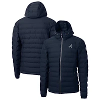 Men's Cutter & Buck Navy Atlanta Braves Mission Ridge Repreve® Eco Insulated Full-Zip Hooded Puffer Jacket