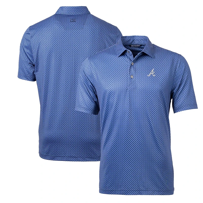 Polo bleu marine à imprimé bannière Pike des Atlanta Braves pour homme Cutter & Buck