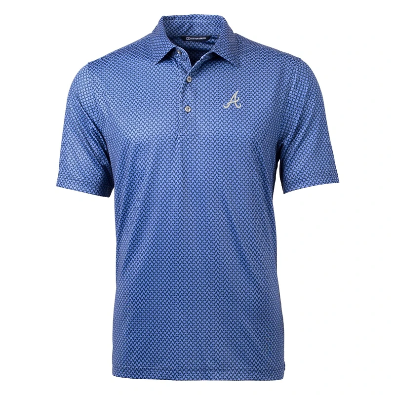 Men's Cutter & Buck Navy Atlanta Braves Pike Banner Print Polo