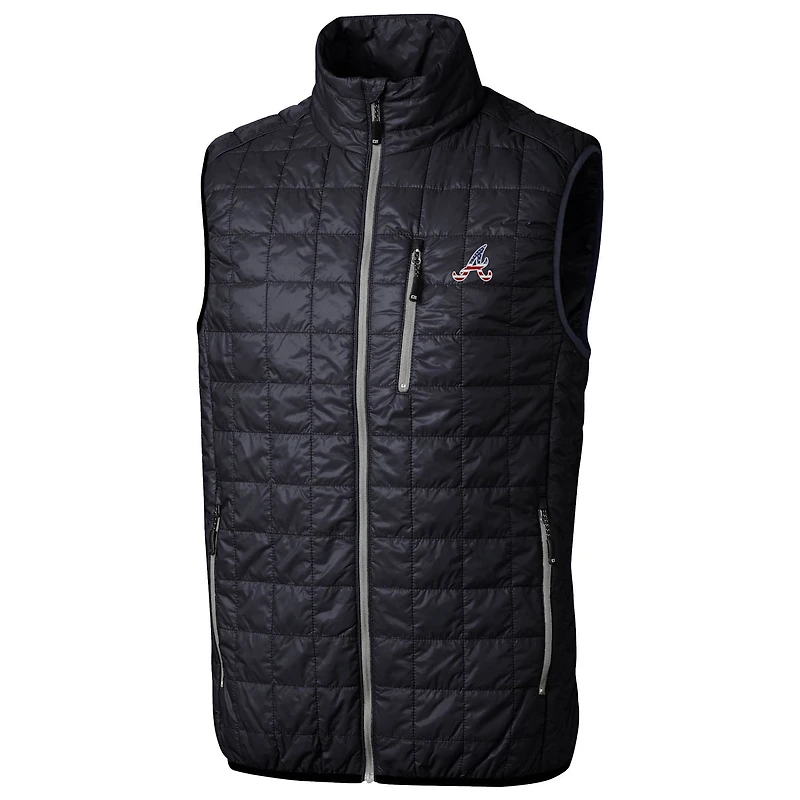Gilet matelassé isolant entièrement zippé PrimaLoft® Eco pour homme, bleu marine, des Atlanta Braves, Cutter & Buck