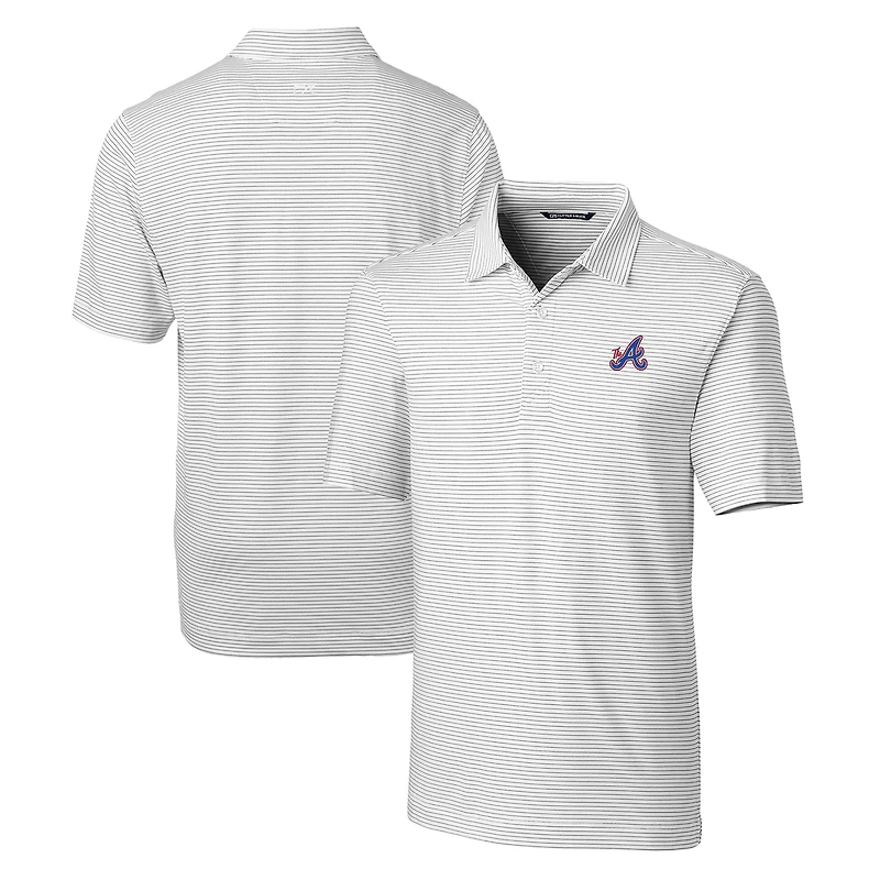 Men's Cutter & Buck White Atlanta Braves City Connect Big Tall Forge Pencil Stripe Stretch Polo