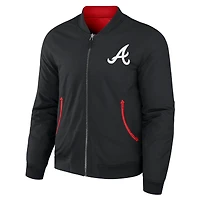 Men's Darius Rucker Collection by Fanatics Black/Red Atlanta Braves Reversible Full-Zip Bomber Jacket